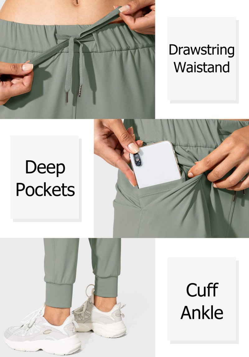SANTINY Women's Joggers Pants Pockets Drawstring Running Sweatpants for Women Lounge Workout Jogging(Grey Sage_S) - Image 3