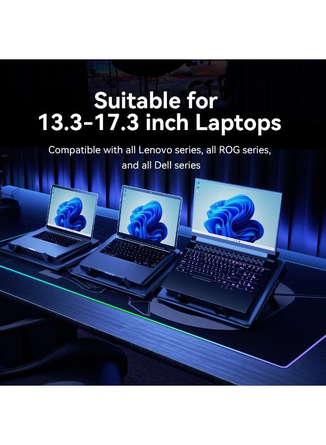لانو قاعدة تبريد لابتوب LLANO V22 بسرعة 1400RPM وإضاءة RGB بمروحتين 14 سم و7 مستويات ارتفاع لأجهزة 13.3-17.3 بوصة - Image 5
