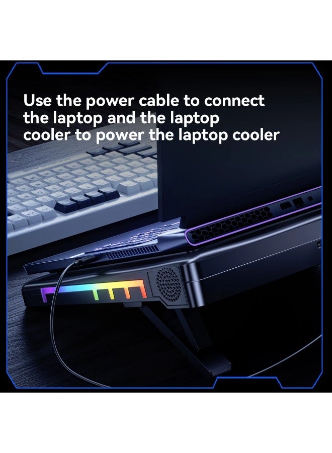 لانو قاعدة تبريد لابتوب LLANO V22 بسرعة 1400RPM وإضاءة RGB بمروحتين 14 سم و7 مستويات ارتفاع لأجهزة 13.3-17.3 بوصة - Image 2
