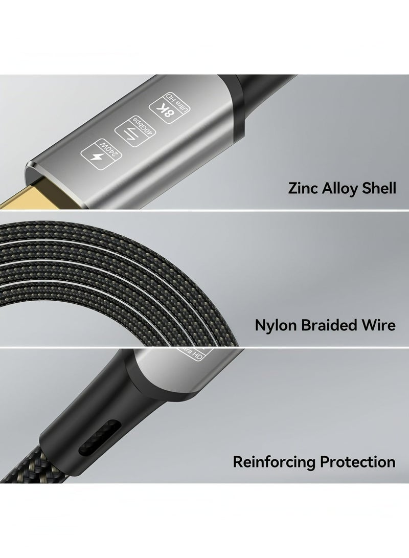 Apluynm USB4 Thunderbolt 4 8K USB C M/M 240W Fast Charging 40Gbps Data Transfer Wire Ultra HD 7680 * 4320 8K@60Hz 4K@144Hz Video Cable Compatible with Different USB-C Devices (1m 3.3ft) - Image 2
