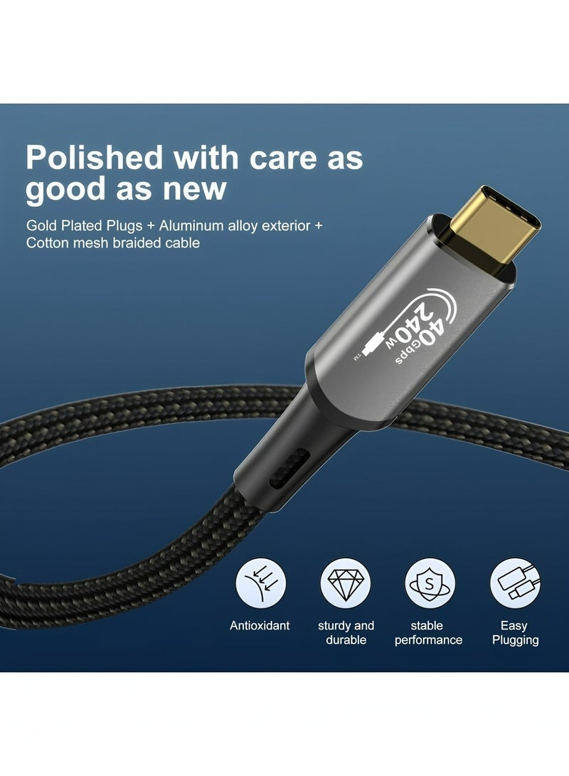 Apluynm USB4 Thunderbolt 4 8K USB C M/M 240W Fast Charging 40Gbps Data Transfer Wire Ultra HD 7680 * 4320 8K@60Hz 4K@144Hz Video Cable Compatible with Different USB-C Devices (1m 3.3ft) - Image 4