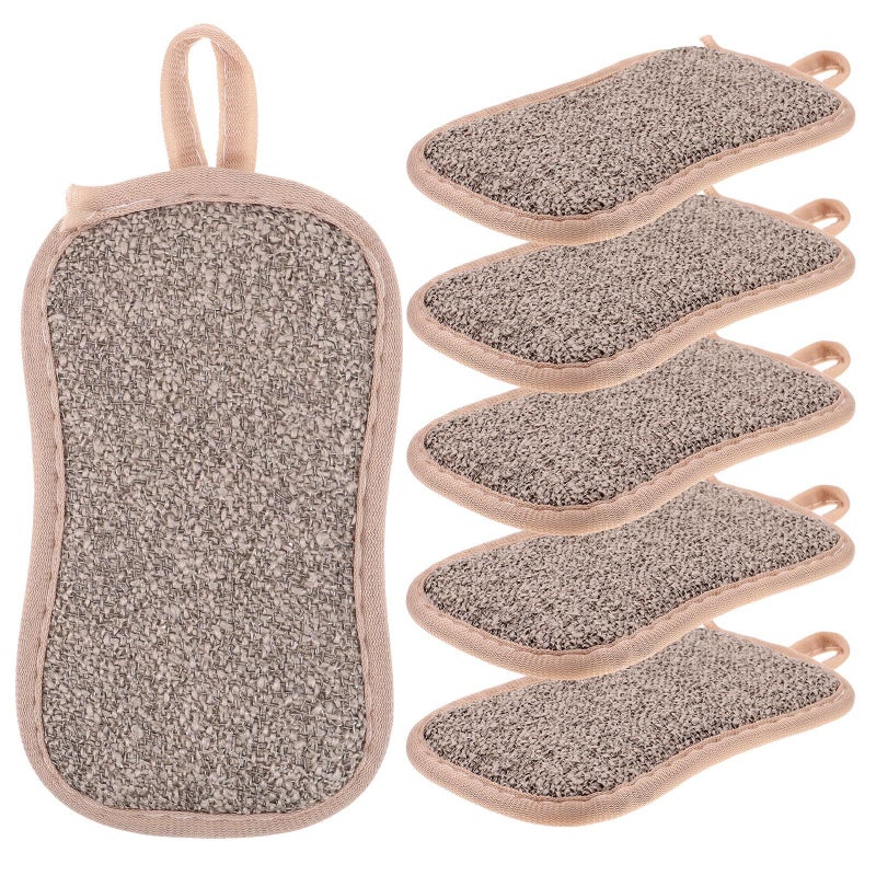 Dual Sided Kitchen Sponges 6 Pack Reusable Dish Scrubber Gray - Image 2