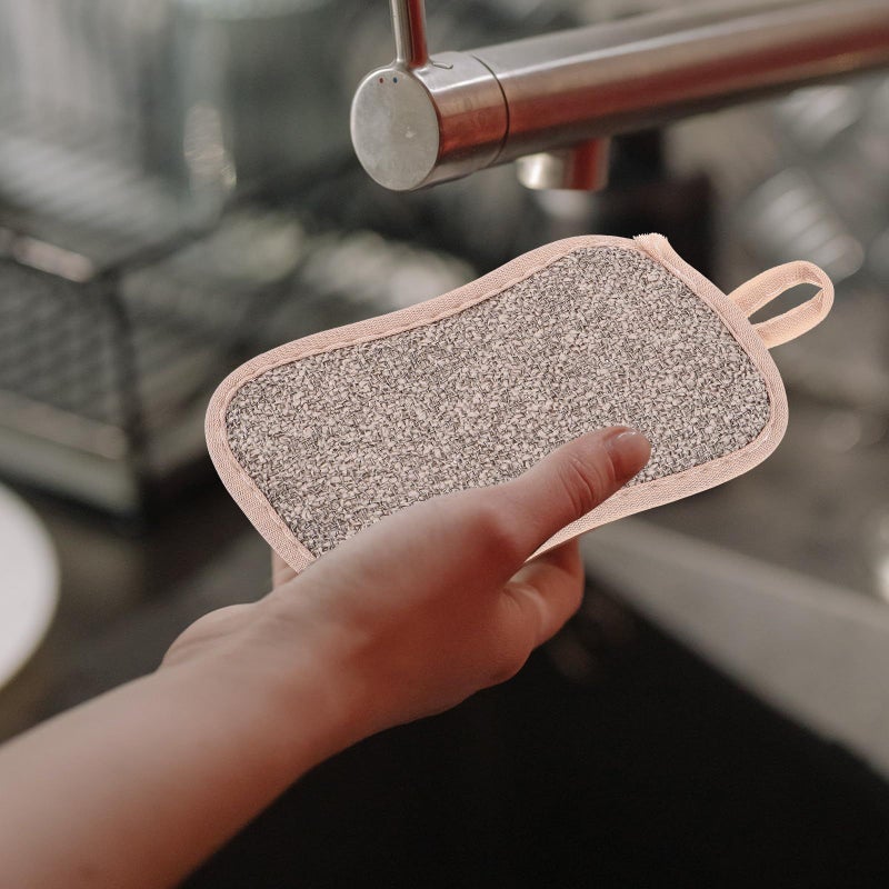 Dual Sided Kitchen Sponges 6 Pack Reusable Dish Scrubber Gray - Image 4