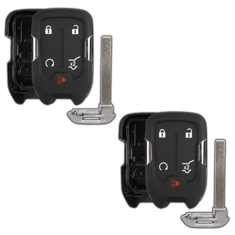 KeylessOption 2x KeylessOption Key Fob Cover Case Replacement for 2015 2016 2017 2018 2019 2020 2021 Chevrolet Chevy Silverado Suburban Tahoe GMC Yukon Remote Shell 5Button HYQ1AA HYQ1EA No Programming Required