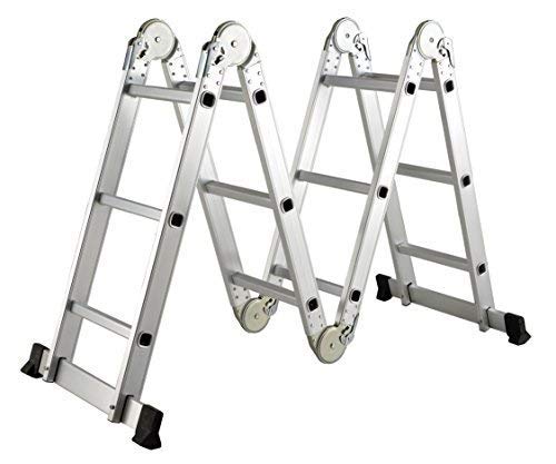 Big Apple Bigapple Foldable and Ajustable Multipurpose Aluminium Ladder 4X4 for Home and Industrial Purpose16Ft 16Steps 150kg Capacity Silver  - Image 2