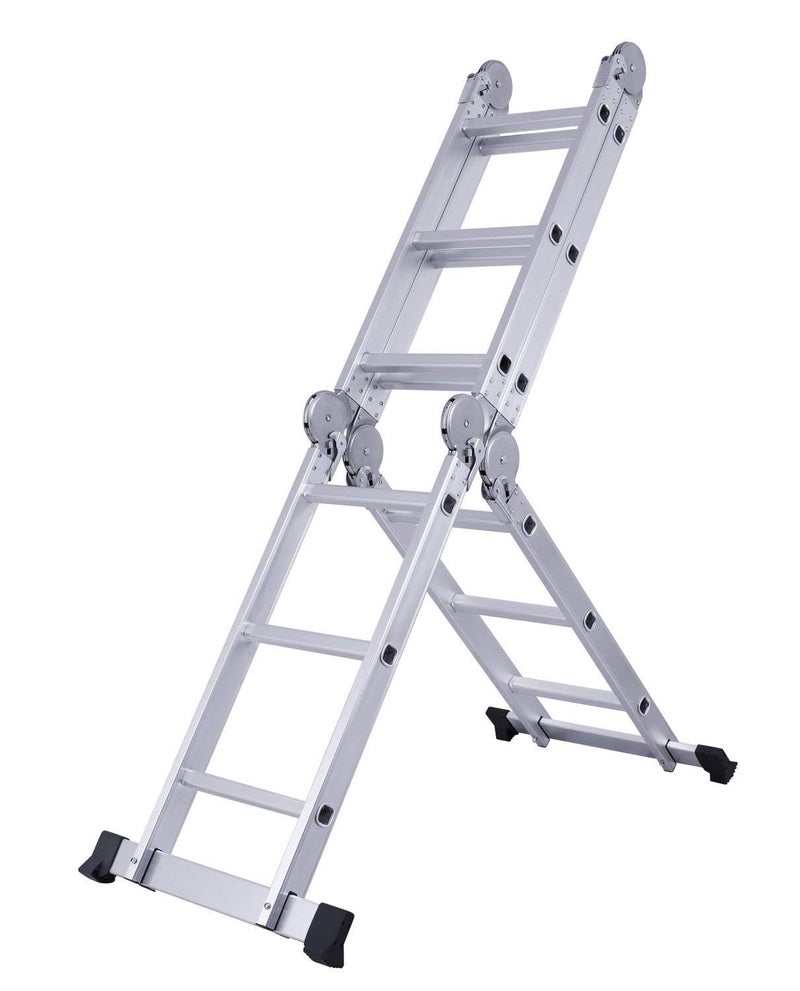 Big Apple Bigapple Foldable and Ajustable Multipurpose Aluminium Ladder 4X4 for Home and Industrial Purpose16Ft 16Steps 150kg Capacity Silver  - Image 4