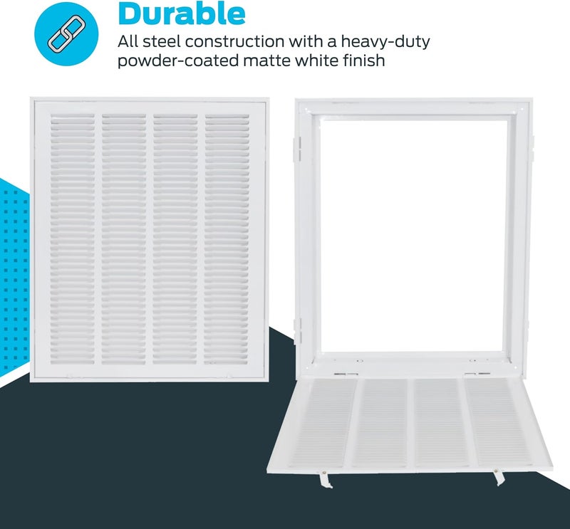 EZ-FLO 16 x 20 Inch Return Air Vent Cover - Solid Steel HVAC Grille, White - Image 5