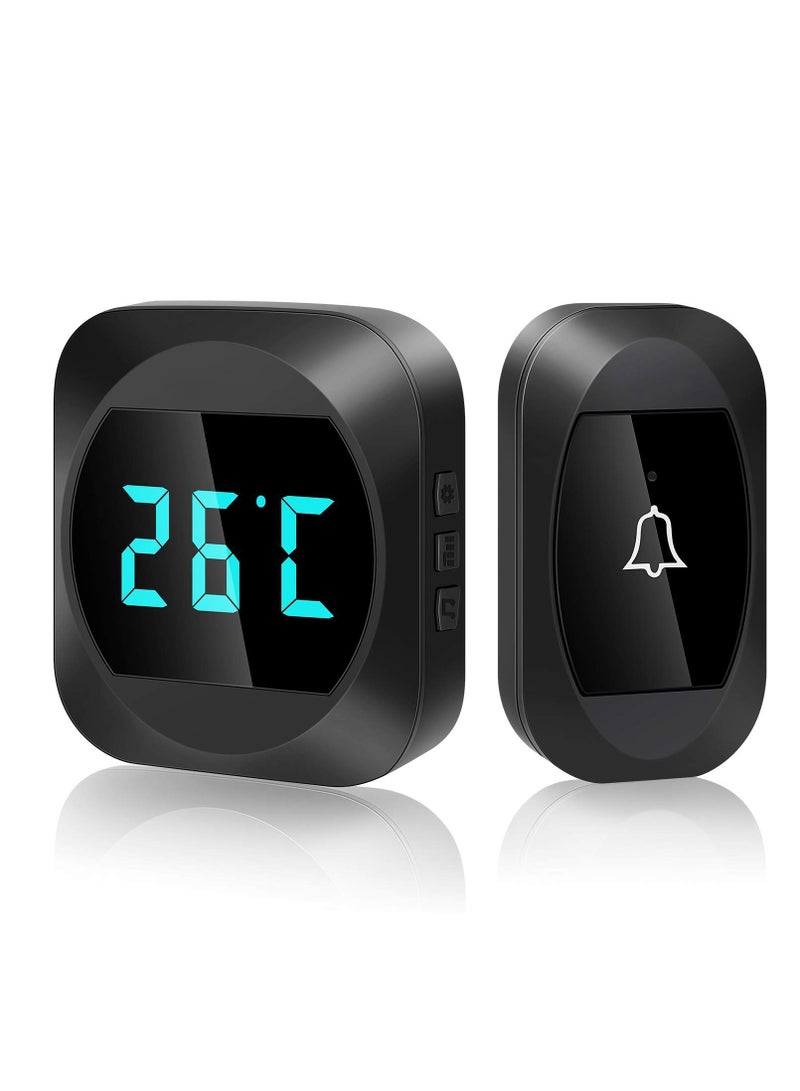 SYOSI Wireless Doorbel with 1000ft Range, Ip44 Waterproof Door Bell Chime Kit with Thermometer LED Display, 38 Chimes, 0-100db Loud 4-Level Volume, Plug in Doorbells Cordless for Home Office - Image 1