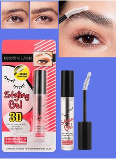 Clear Eyebrow and Lash Styling 3D Gel Waterproof Long Lasting 16 hours Natural Finish Gel Feathery Fluffy and Brow Freeze Eyebrow Styling Wax Transparent Eyebrow and Lash Setting Gel