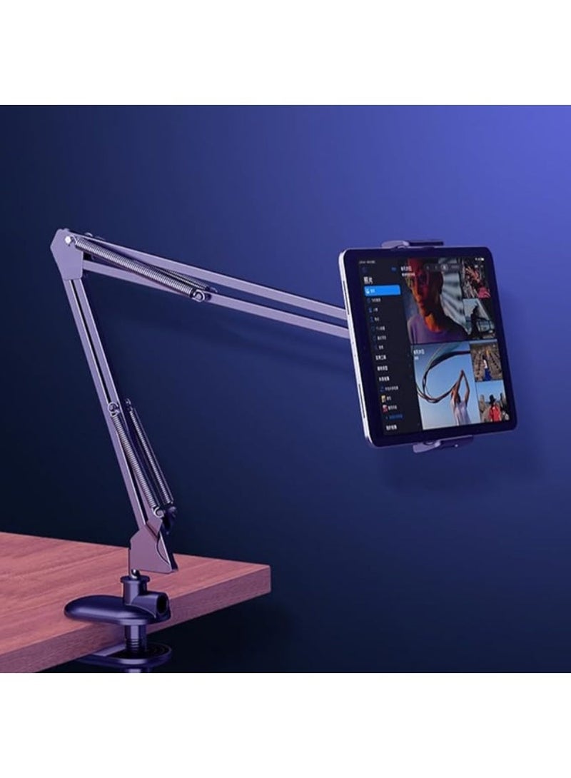 حامل تابلت، ذراع طويل للتثبيت على الطاولة مع مشبك، قابل للتعديل لأجهزة iPad والهواتف من 4 إلى 12.9 بوصة، استخدام بدون استخدام اليدين، مناسب للسرير، الطاولة الجانبية، محطة العمل، متوافق مع جميع موديلات الهواتف والتابلت | ويدجتس ماتريكس - Image 1