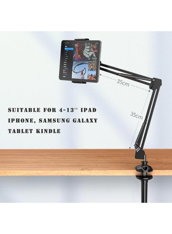 حامل تابلت، ذراع طويل للتثبيت على الطاولة مع مشبك، قابل للتعديل لأجهزة iPad والهواتف من 4 إلى 12.9 بوصة، استخدام بدون استخدام اليدين، مناسب للسرير، الطاولة الجانبية، محطة العمل، متوافق مع جميع موديلات الهواتف والتابلت | ويدجتس ماتريكس - Image 5