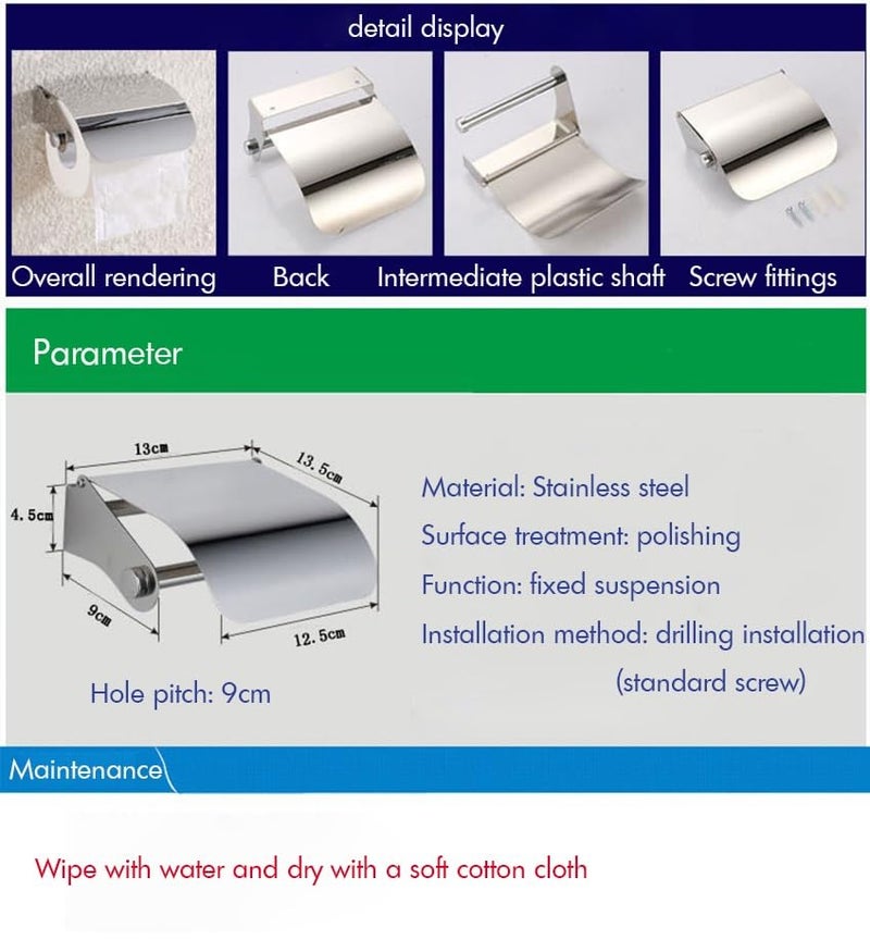 Shoppingekart Toilet Paper Roll Holder Wall Mounted Paper Holder Toilet Holder Roll Paper Holder Box Roll Organizer for Kitchen Bathroom Stand 014 Tissue Roll Holder Steel Silver 2 Pcs  - Image 4