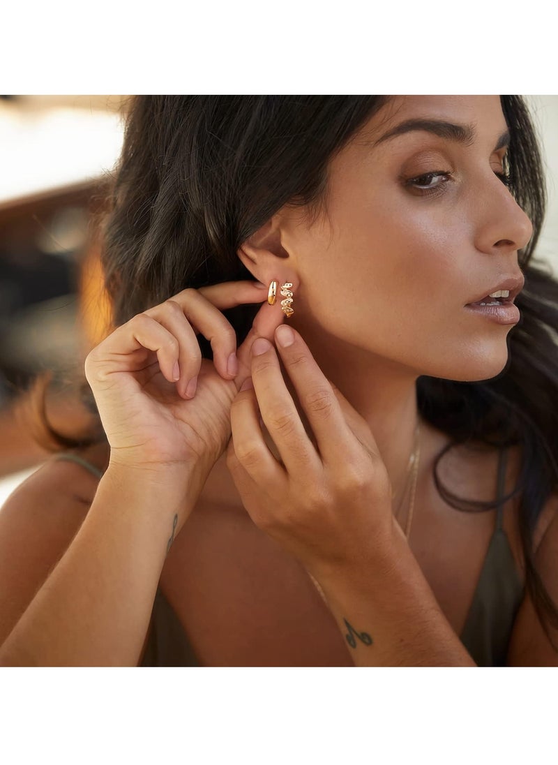 Mevecco - Women Huggie Earrings Gold Hoop 14K Gold Filled Small Simple Handmade Hypoallergenic Everyday Jewelry - Image 1