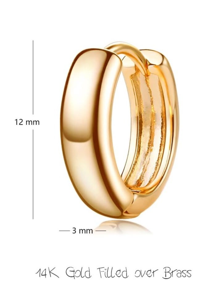 Mevecco - Women Huggie Earrings Gold Hoop 14K Gold Filled Small Simple Handmade Hypoallergenic Everyday Jewelry - Image 1