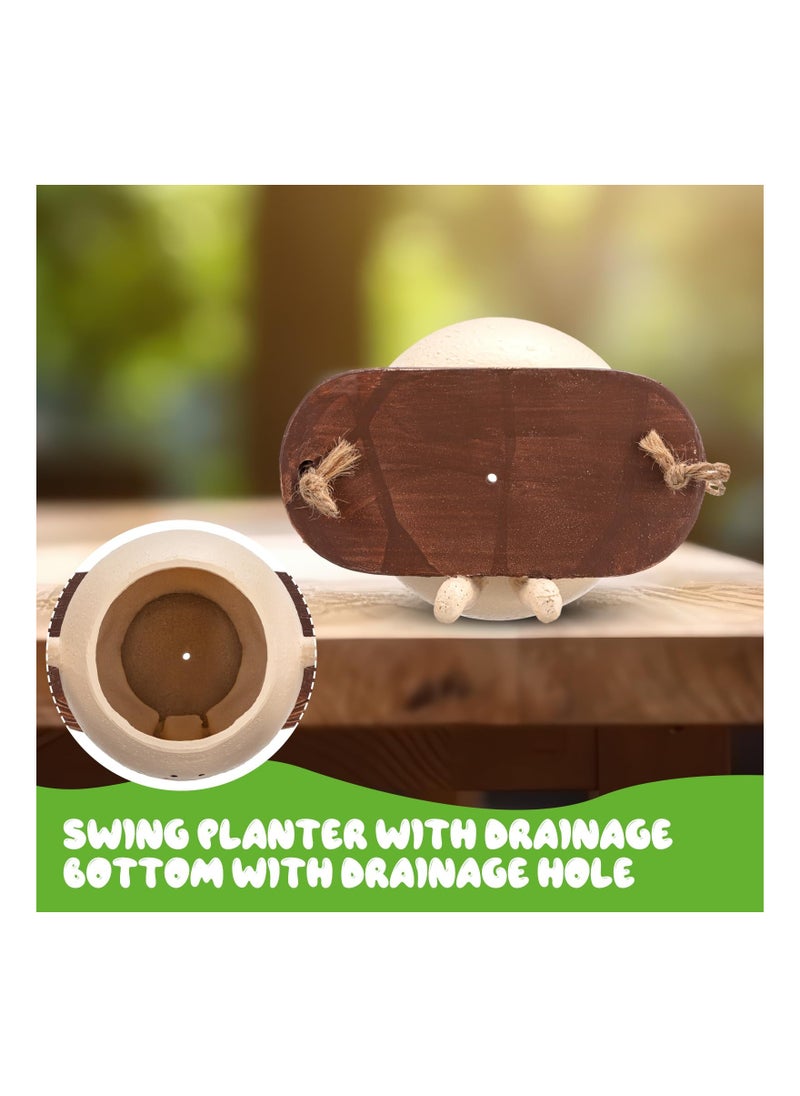 KASTWAVE Swing Hanging Face Planter, Cute Resin Head Planters Succulent Pots Plant Hanger, Mini Plant Potting Unique Sitting Sway Pots for Indoor Outdoor Plant Holder  - Image 4