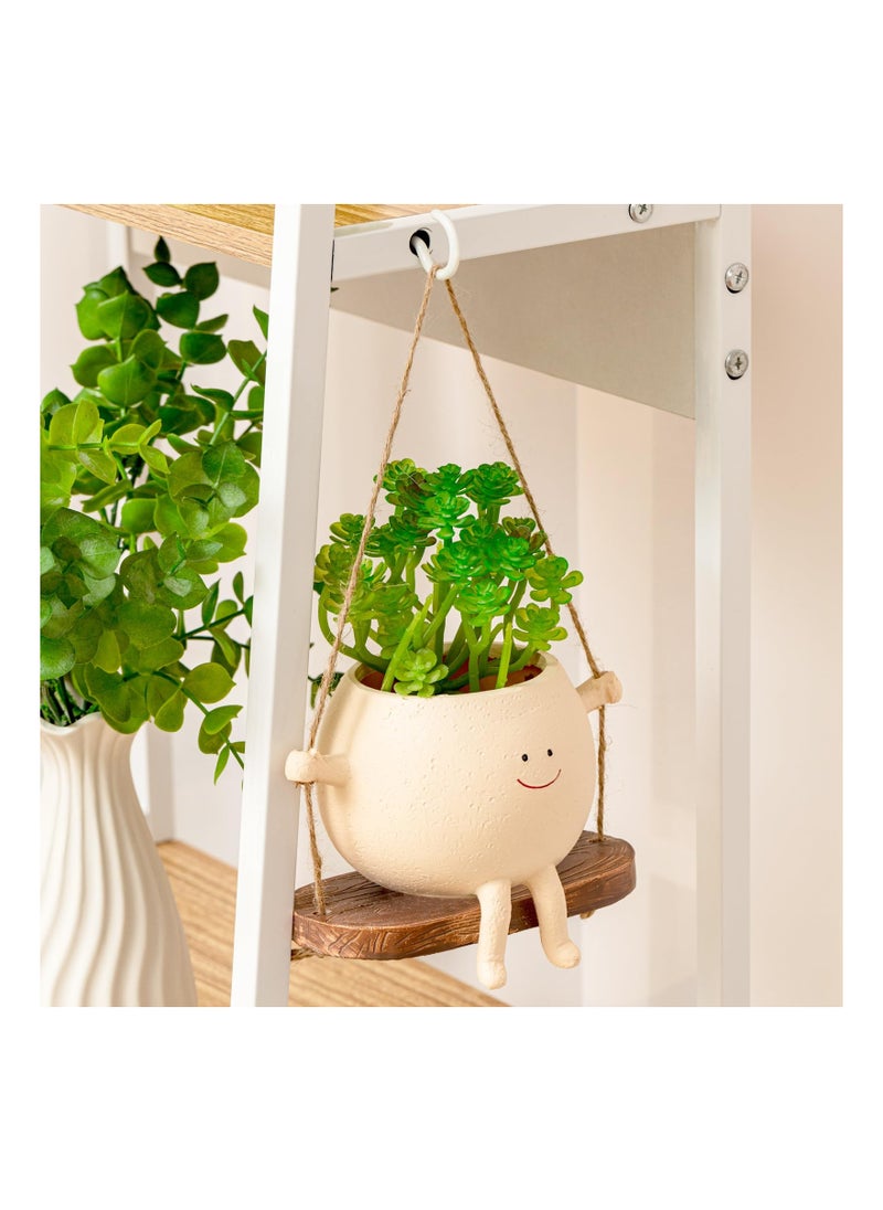 KASTWAVE Swing Hanging Face Planter, Cute Resin Head Planters Succulent Pots Plant Hanger, Mini Plant Potting Unique Sitting Sway Pots for Indoor Outdoor Plant Holder  - Image 3