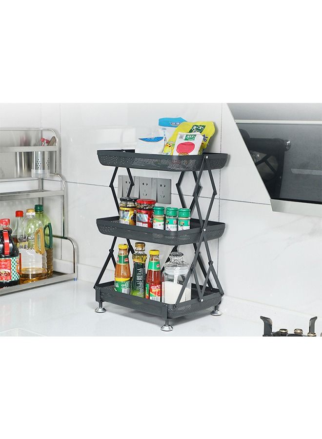 MITOYO 3-Tier Foldable Spice Rack - Kitchen Rack - Kitchen Organizer - Table Storage Rack - Seasoning Srotage Shelf - Metal Steel Rack - Suitable for Home, Camping  - Image 2