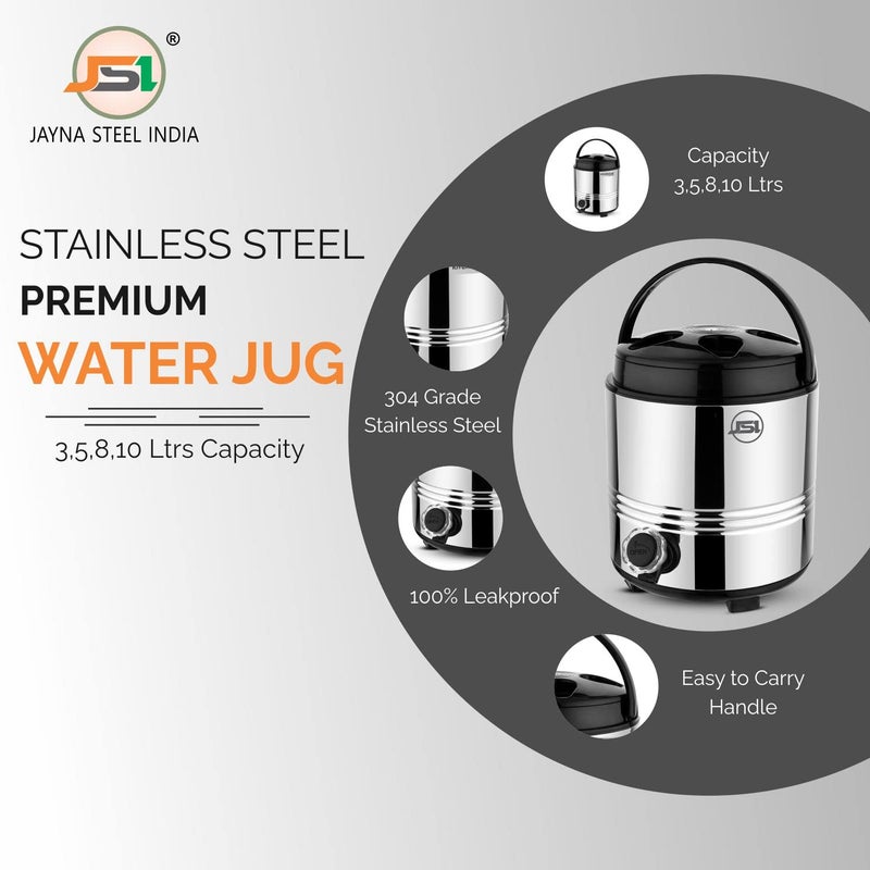JSI Stainless Steel Water Jug 5 Liters I PUF Insulated Thermally Hot Cold Water Containers for Home Kitchen Office I Hot Tea FlaskBottle Jug I Easy to Carry Handle I Ideal for Gifting - Image 5