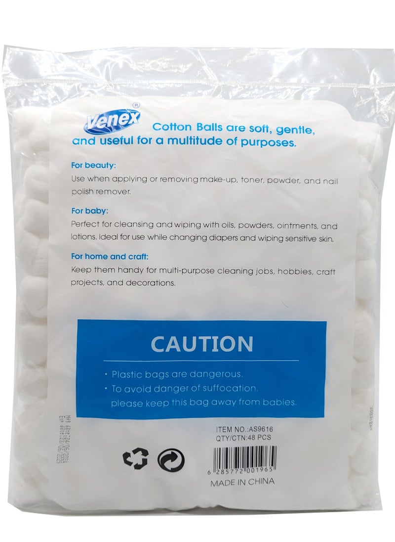 venex 100% Cotton 300 Balls - Soft, Hygienic & Gentle for Sensitive Skin, Multi-Purpose Cotton for Makeup, Skincare, Baby Care, Cleaning & Crafts - High-Quality & Lint-Free Cotton for Everyday Use  - Image 2