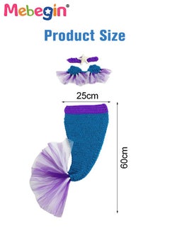 MEBEGIN Infant Mermaid Costume, 3-piece Crochet Knit Outfit, Handmade Knitted Newborn Photography Outfits with Adorable Design, Newborn Soft Photography Props, Creative Photoshoot Outfits for Infants, Perfect for Baby Photography Shoots, Ideal Newborn Baby Gift  - Image 5