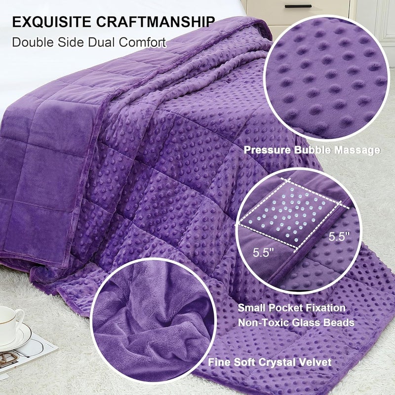 Alomidds Weighted Blanket for Adults Queen Size Breathable Microfiber Material Heavy Blanket with Glass Beads (60"x80" 15LBS, Purple-YPP) - Image 2