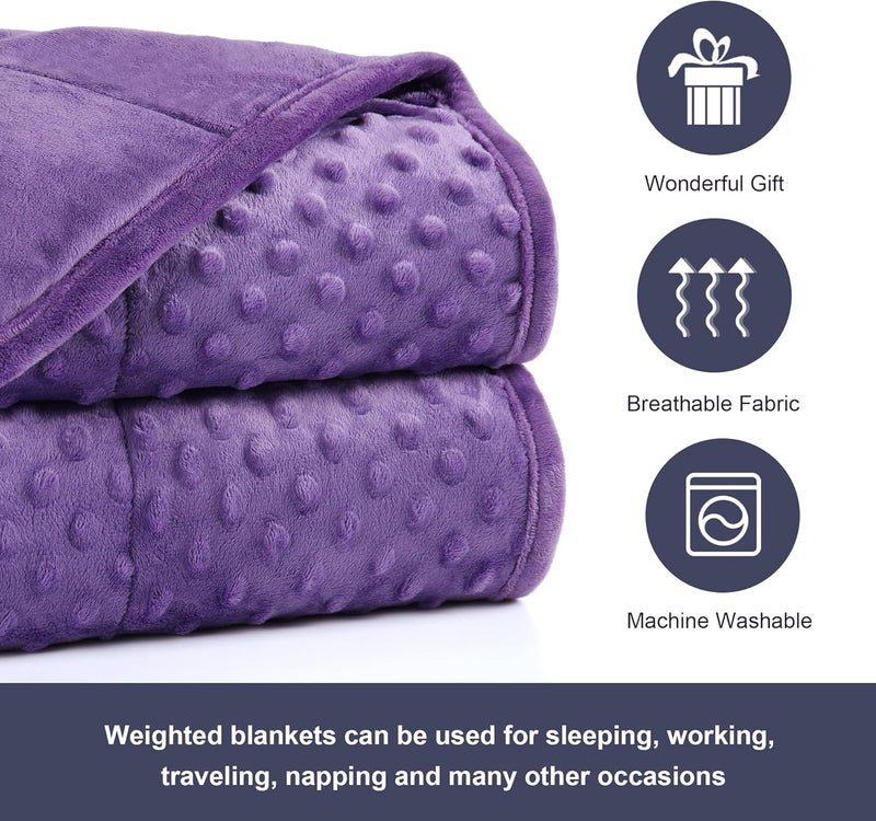 Alomidds Weighted Blanket for Adults Queen Size Breathable Microfiber Material Heavy Blanket with Glass Beads (60"x80" 15LBS, Purple-YPP) - Image 5