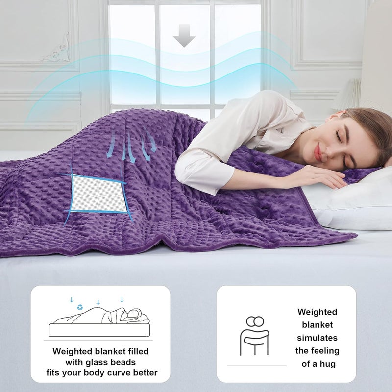 Alomidds Weighted Blanket for Adults Queen Size Breathable Microfiber Material Heavy Blanket with Glass Beads (60"x80" 15LBS, Purple-YPP) - Image 4