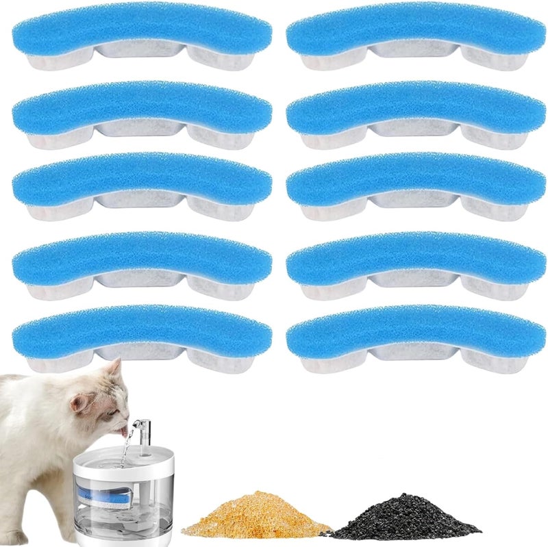 Fejytor Cat Water Fountain Filters Replacement Upgrade, 10 Pack - Cat Fountain Filter, Arc haped Safe Washable Animal Water for 64oz/1.8L Automatic Pet Water Fountain and HAPUP Dog Kitty Spout Cat Fountain - Image 1
