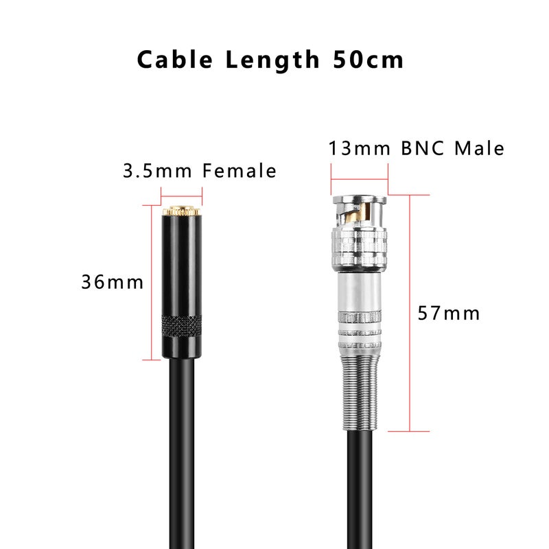 MEIRIYFA BNC Male to 3.5mm (1/8") Female Plug TRS Stereo Coaxial Power Audio Cable(0.5M) (BNC Male to 3.5mm Female) - Image 4