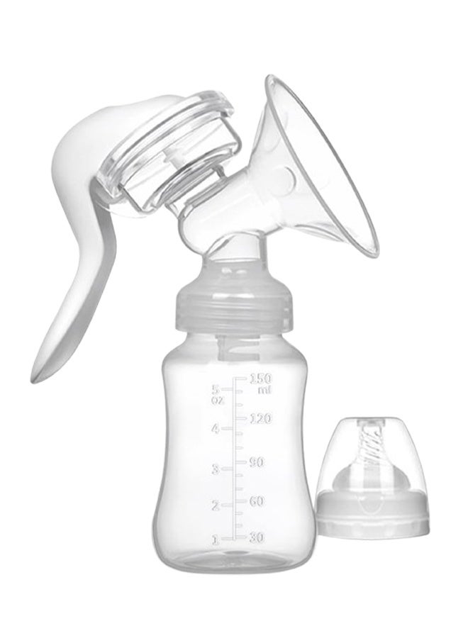 لطف وحضن شفاط حليب يدوي للأم والطفل بشفط لطيف، محمول وسهل التنظيف مع درع سيليكون ناعم وزجاجة رضاعة (أبيض) - Image 1