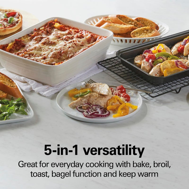 Hamilton Beach 4-Slice Toaster Oven with 5 Cooking Modes (Bake, Broil, Keep Warm Toast & Bagel) with Stay On & Auto Shutoff, 2 Rack Positions, 1100 Watts and 3 Accessories, Stainless Steel (31143) - Image 3