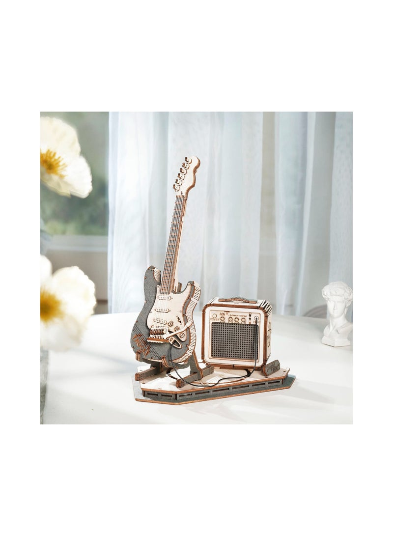 KASTWAVE 3D Puzzle for Kids, STEM Electric Guitar Desk Toy Project Brain Teaser Puzzle Toy Wooden Craft Kits DIY Model Guitar Kit Puzzle Build 3D Puzzles Creative Gift for Teens & Adults - Image 3