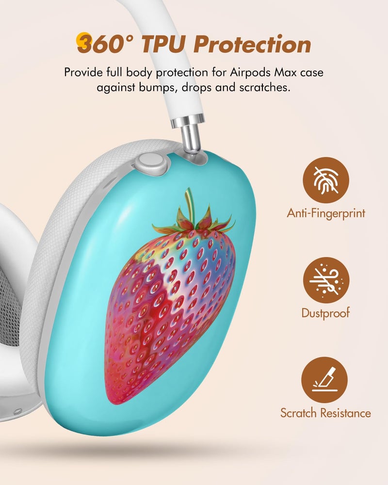 Joyleop for Airpods Max Case - Cool Durable Hard for AirPods Max Covers, Cute Headphones Case with Unique Design, Pretty Essential Accessories for Headphones, Metallic Strawberry - Image 2