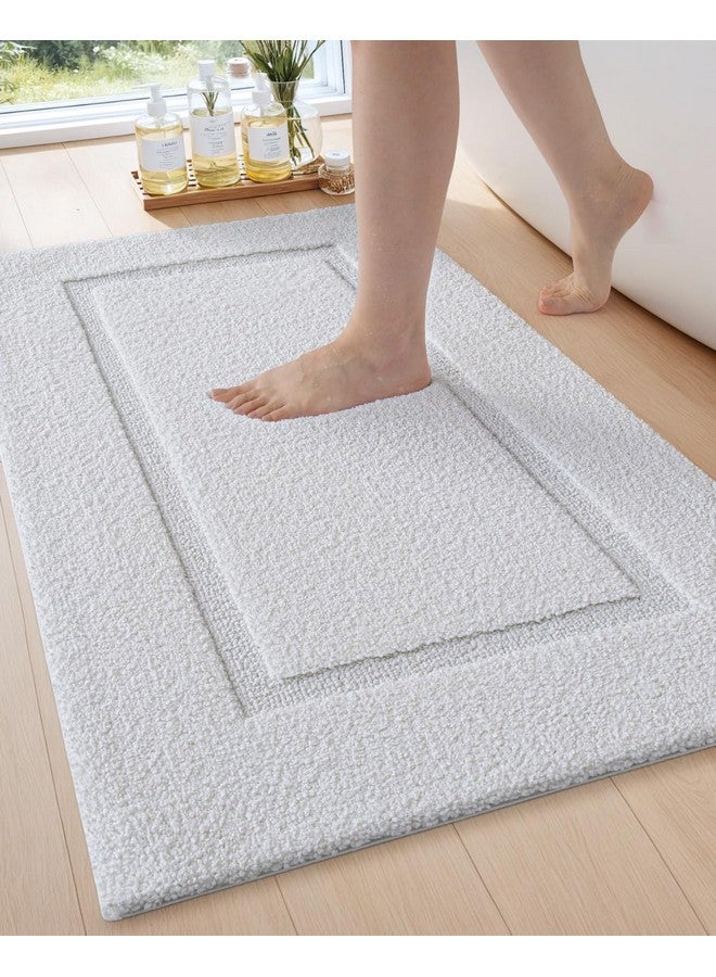 DEXI Bathroom Rug Mat 43x24, Super Absorbent Soft Mats, Washable Non-Slip Bathmat, Quick Dry Microfiber Rugs Carpet for Shower Floor, Tub, Bath Accessories Decor, White - Image 1