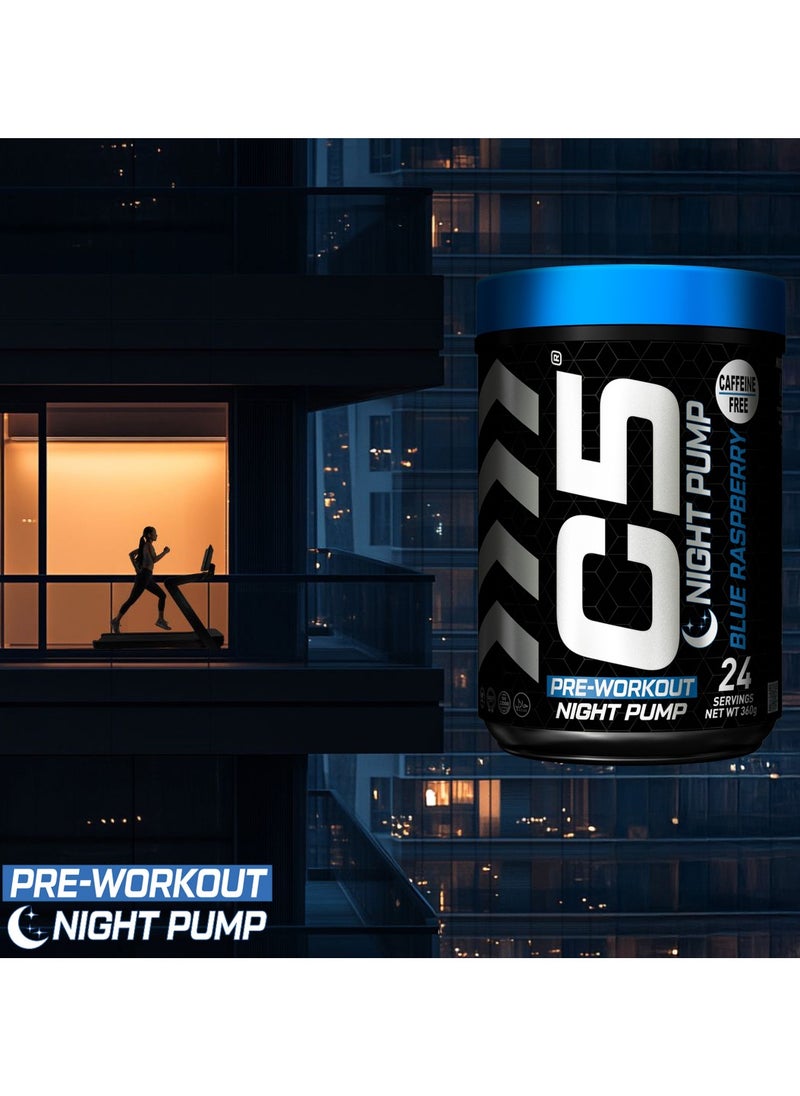 C5 Energy - C5 Night Pre Workout Powder Blue Raspberry- 24 Servings, Free Caffeine - Sugar Free-Zero Calories-Beta Alanine-Citrulline Malate, High-Performance PreWorkout Booster Supplement - Image 1