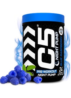 C5 Energy C5 Night Pre Workout Powder Blue Raspberry- 24 Servings, Free Caffeine - Sugar Free-Zero Calories-Beta Alanine-Citrulline Malate, High-Performance PreWorkout Booster Supplement  - Image 1