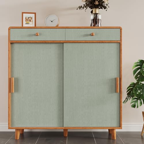 VaryStyle Sage Green Grasscloth Peel and Stick Wallpaper Textured Faux Grasscloth Wallpaper Fabric Linen Green Contact Paper for Walls Cabinets Removable Self Adhesive Vinyl for Bedroom 158x118 - Image 3
