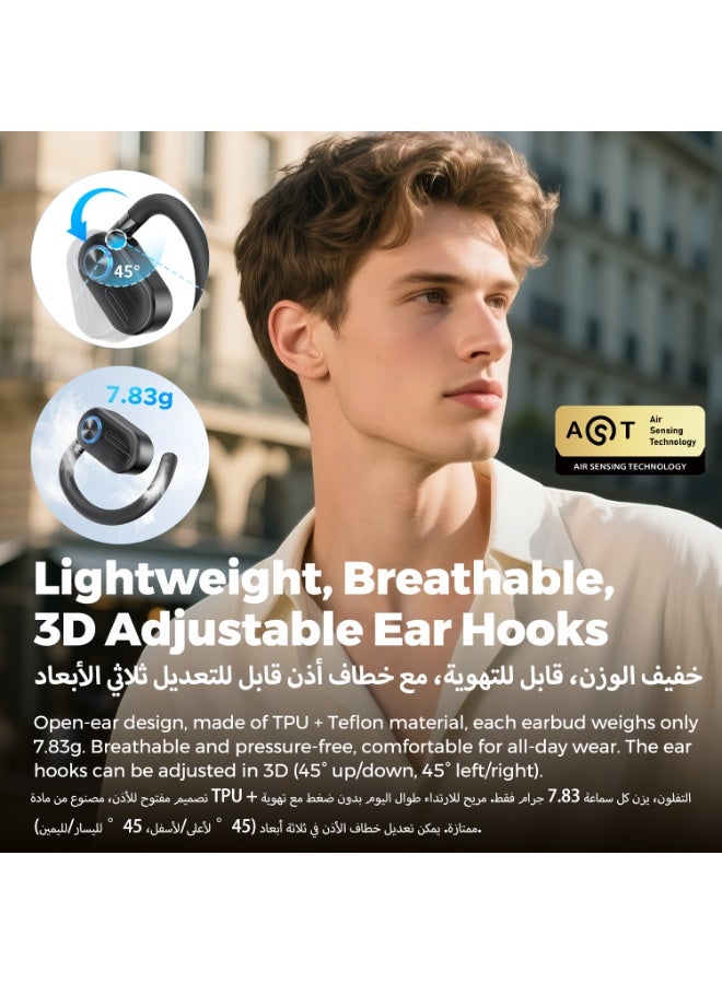 SoundPeats Dual-Microphone AI Call Noise-Canceling Bluetooth Earbuds Open-Ear Design for Music, Sports, and Business black - Image 2