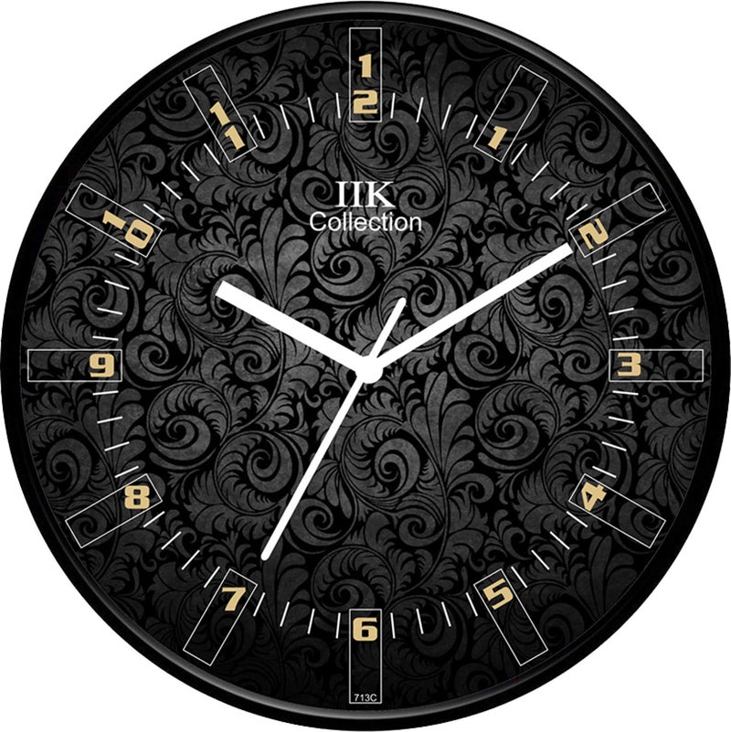 IIK COLLECTION 12-inch Designer Plastic Analogue Round WallClock for Home, Kitchen, Living Room, Bedroom, Office (30 cm x 30 cm x 6 cm) - Image 1