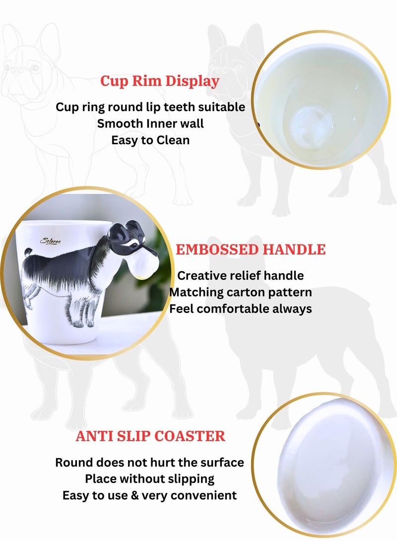 سولاري مجموعة أكواب الكلاب ثلاثية الأبعاد تتكون من 4 أكواب قهوة فنية إبداعية، أكواب حليب سيراميك مطلية يدويًا مع مقبض ثلاثي الأبعاد للكلاب للعائلة والأصدقاء والزملاء في مناسبات مختلفة - Image 2