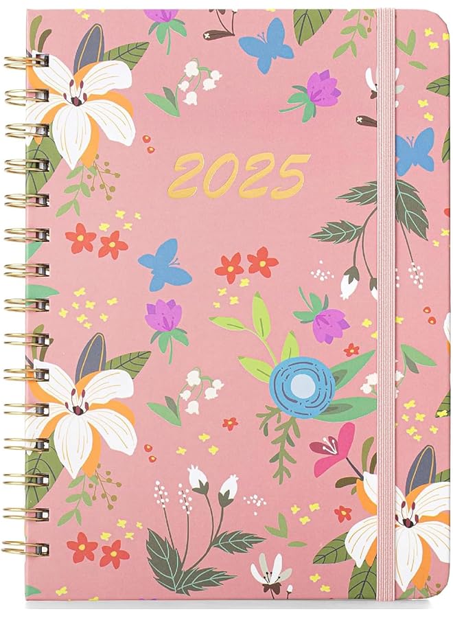 erorex 2025 Planner 140 Sheets Weekly And Monthly Planner Undated Spiral Bound Hardcover With 12 Stickers Pink 8.4 Inch X6.1 Inch  - Image 1
