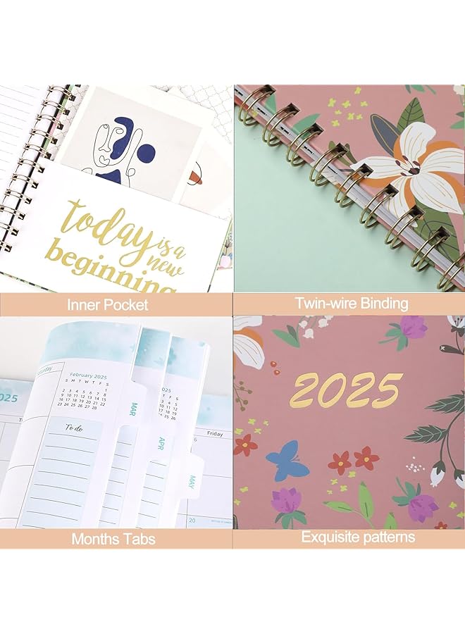 erorex 2025 Planner 140 Sheets Weekly And Monthly Planner Undated Spiral Bound Hardcover With 12 Stickers Pink 8.4 Inch X6.1 Inch  - Image 5