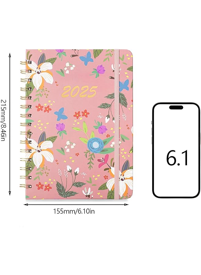 erorex 2025 Planner 140 Sheets Weekly And Monthly Planner Undated Spiral Bound Hardcover With 12 Stickers Pink 8.4 Inch X6.1 Inch  - Image 2