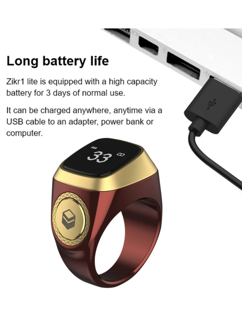 Smart Tasbih Plastic Zikr Lite Ring Brown 18MM - Image 3