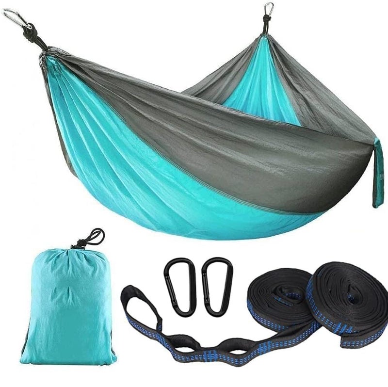 kartfury UltraLight Travel Camping Hammock 300kg Load Capacity BreathableQuickDrying Parachute Nylon 2 x Premium Carabiners2 x Nylon Slings Included Blue - Image 1