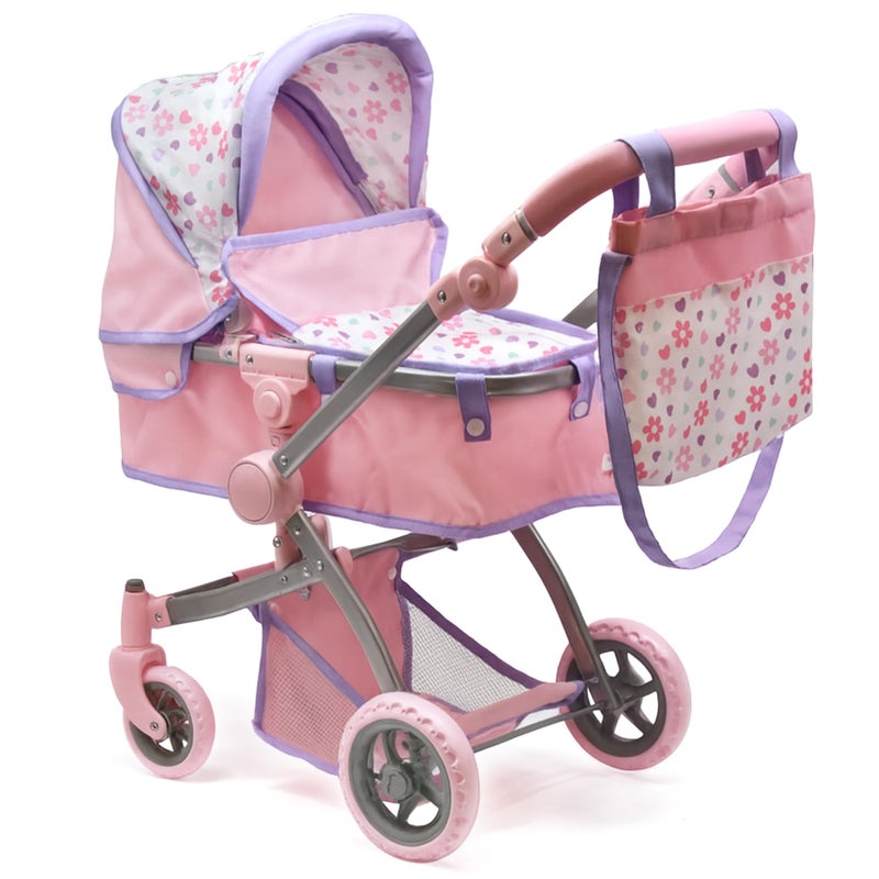 Dolls To Play Baby Doll Convertible Pram Stroller for Kids Adjustable Handle Foldable Buggy Carriage with Canopy and Storage Basket Heavy Duty Premium Quality Purple 25 Inch - Image 3