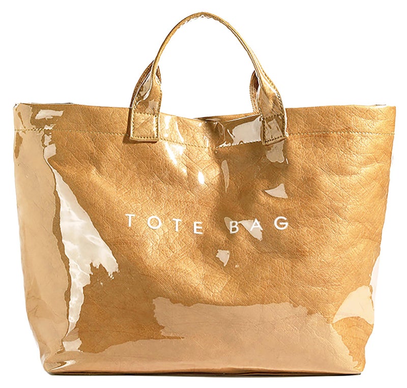 URAWOW Paper Tote Bags with PVC Surface for Women Top-handle Bag Vintage Clear Purses Handbag Satchel - Image 1
