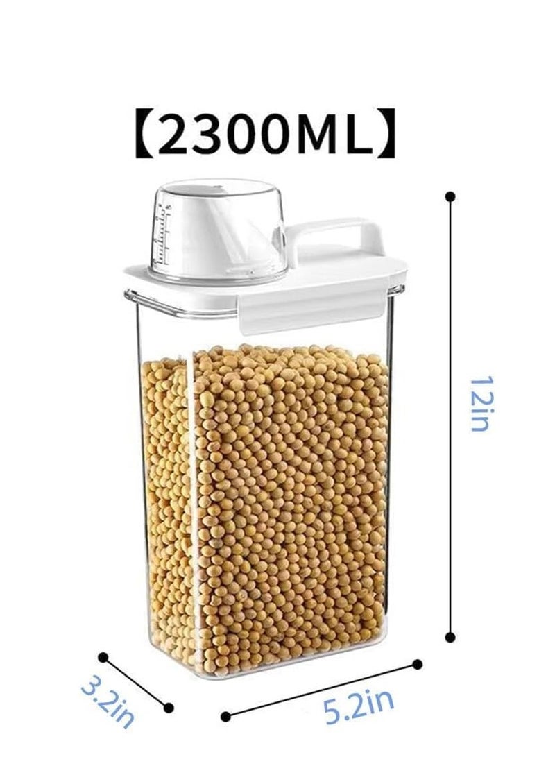 TRASSLE Rice Storage Container, Food Storage Containers with Lids Airtight and Measuring Cup Clear Plastic Kitchen and Pantry Organization Bin for Flour,Sugar,Grain & Rice, 2 Pcak - Image 2