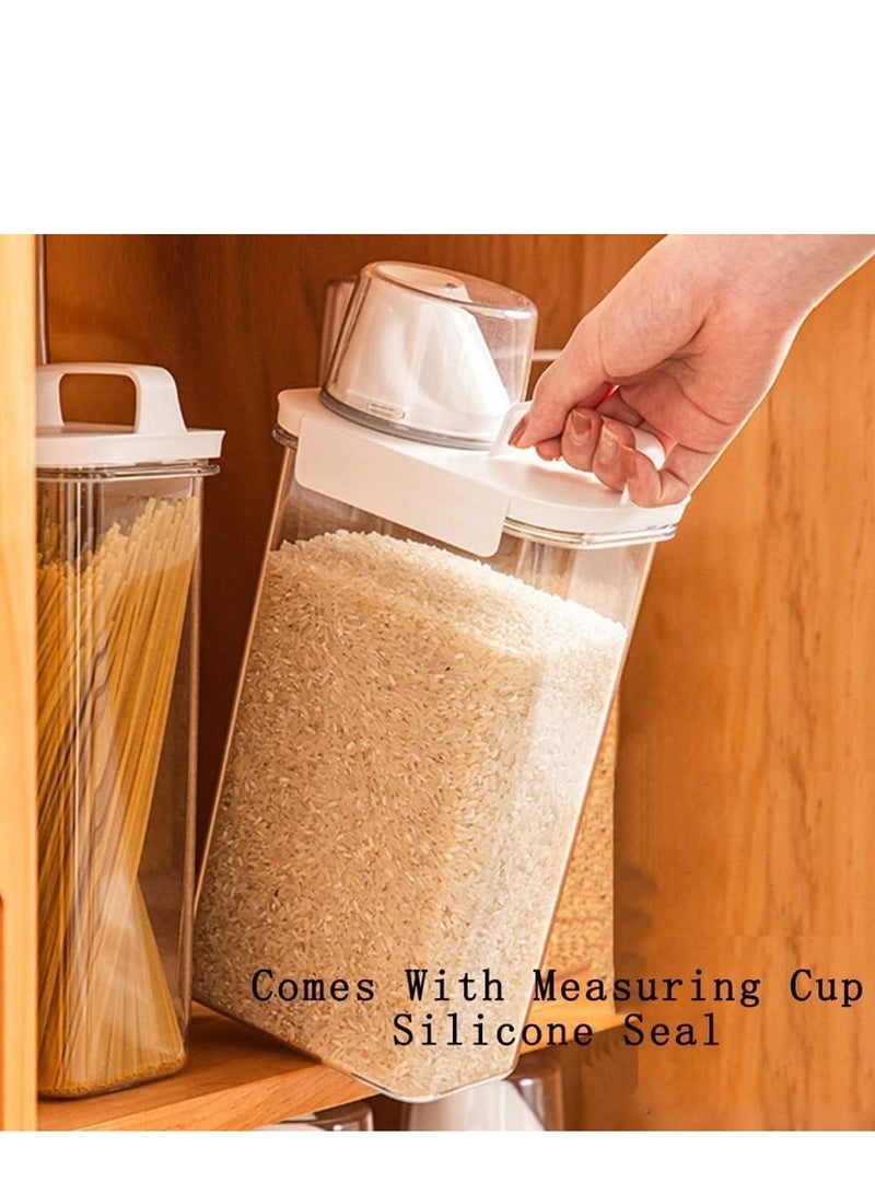 TRASSLE Rice Storage Container, Food Storage Containers with Lids Airtight and Measuring Cup Clear Plastic Kitchen and Pantry Organization Bin for Flour,Sugar,Grain & Rice, 2 Pcak - Image 3