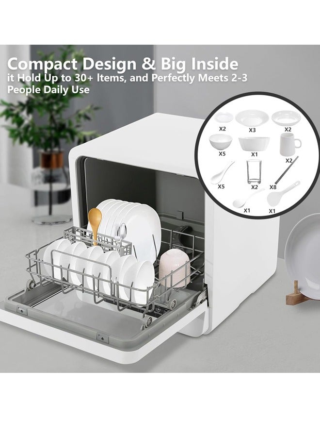 Sharpdo Portable Dishwasher for Apartments& RVs,  3 Programs, 360° Dual Spray, Speed, Baby-Care, ECO& Glass, Dish Washer for Dorm, RV& Apartment, white - Image 4